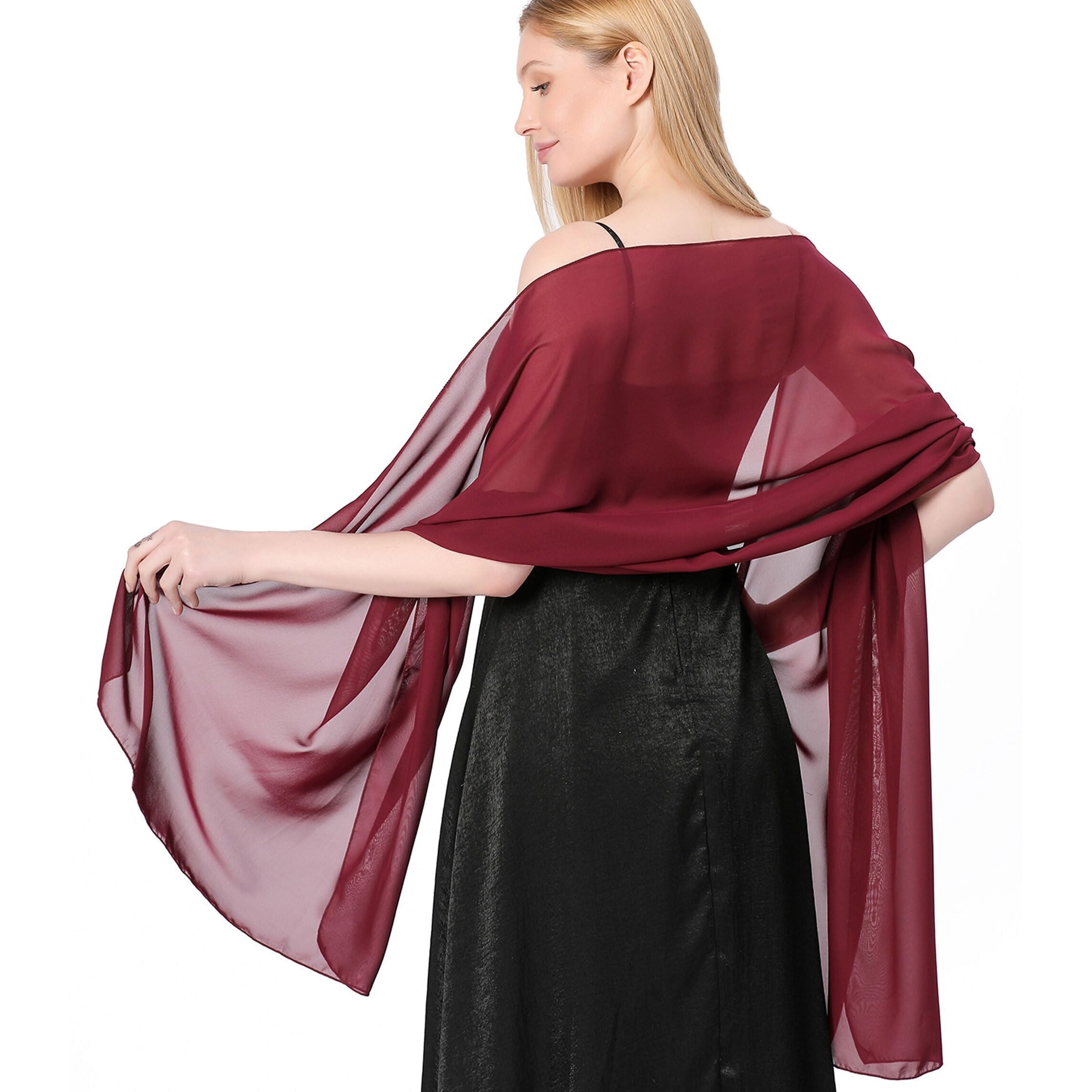 8449 Chiffon Shawl For Women Formal, Elegant Black Shawls And Wraps
